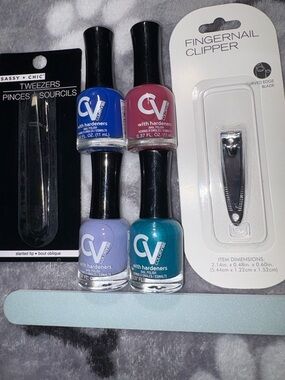 Nail Polish Set with Blue, Pink, Lavender, Teal Shades